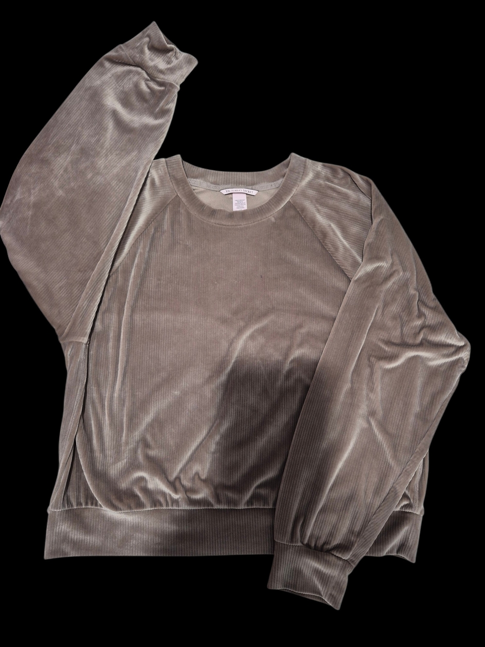 2 Piece Victoria's Secret Velvet Ribbed Pullover Sweatshirt - Taupe